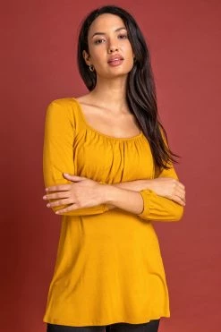 Roman Amber Gathered Front Detail Top