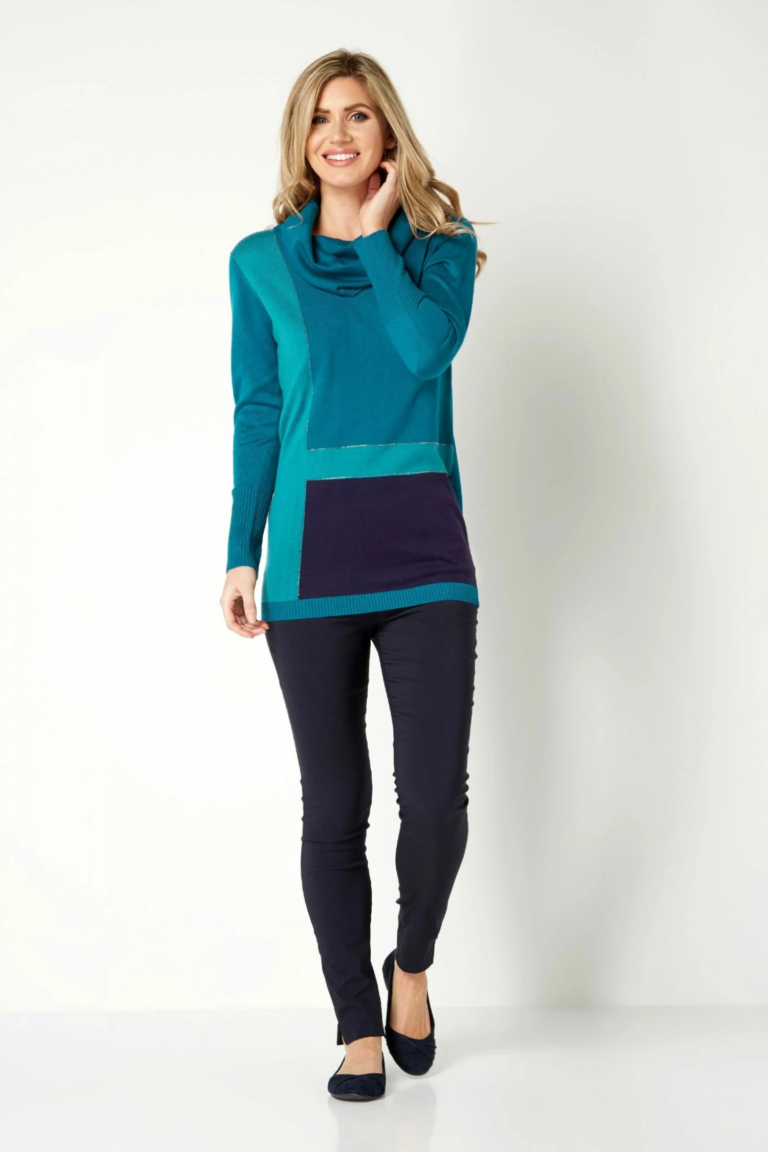 Roman Blue Colour Block Tunic 3 Roman Blue Colour Block Tunic