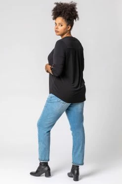 Roman Black Curve Plain Button Detail Top -Roman Sales Shop unnamed file 8412