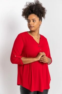 Roman Black Curve Plain Button Detail Top -Roman Sales Shop unnamed file 8414