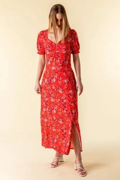 Roman Red Ditsy Floral Ruched Midi Dress 9 Roman Red Ditsy Floral Ruched Midi Dress -Roman Sales Shop unnamed file 842