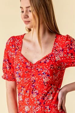 Roman Red Ditsy Floral Ruched Midi Dress 10 Roman Red Ditsy Floral Ruched Midi Dress -Roman Sales Shop unnamed file 843