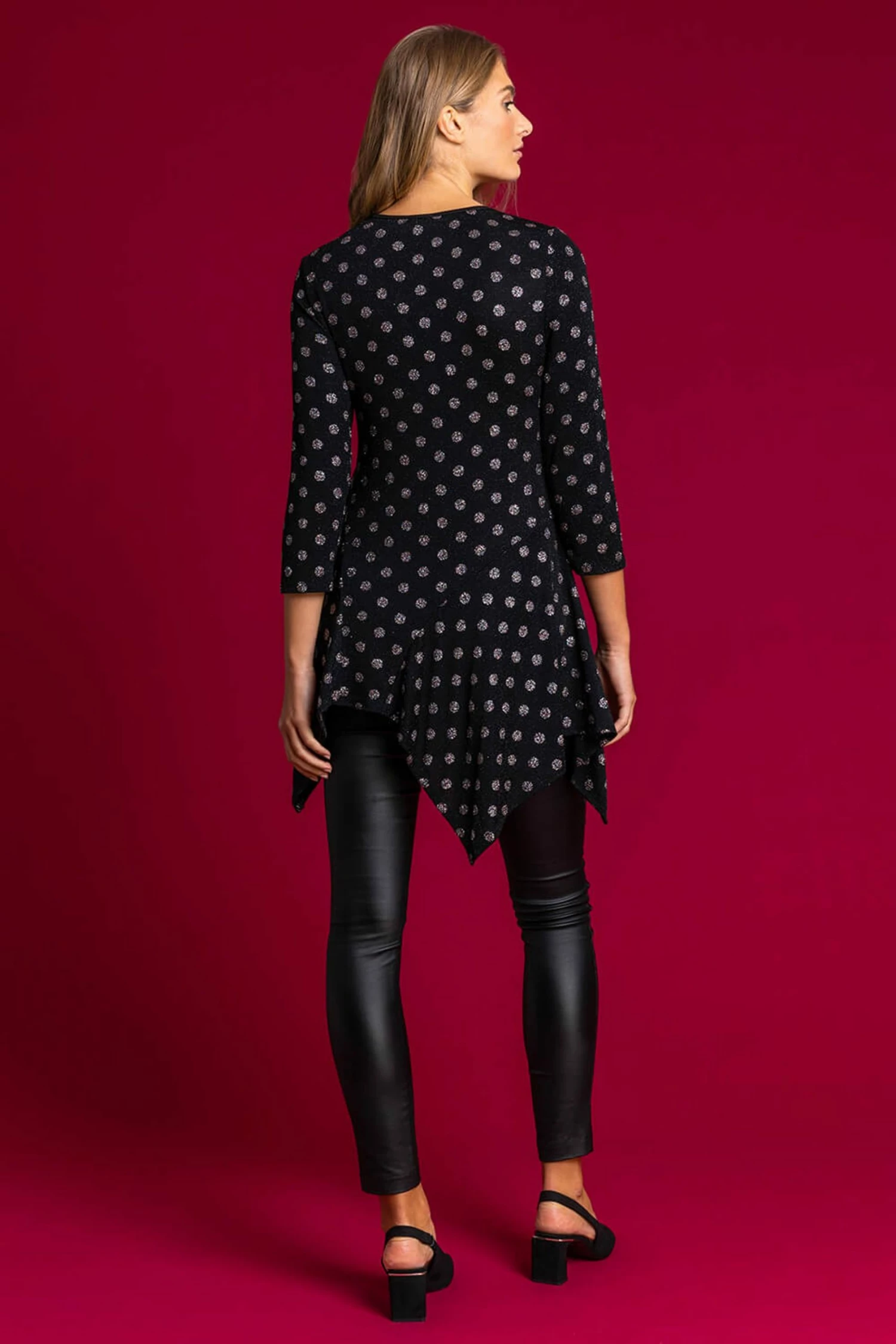 Roman Silver Shimmer Spot Hanky Hem Top 4 Roman Silver Shimmer Spot Hanky Hem Top - Image 2