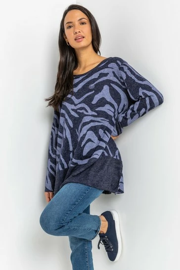 Roman Grey Animal Print Contrast Hem Tunic 9 Roman Grey Animal Print Contrast Hem Tunic - Image 7
