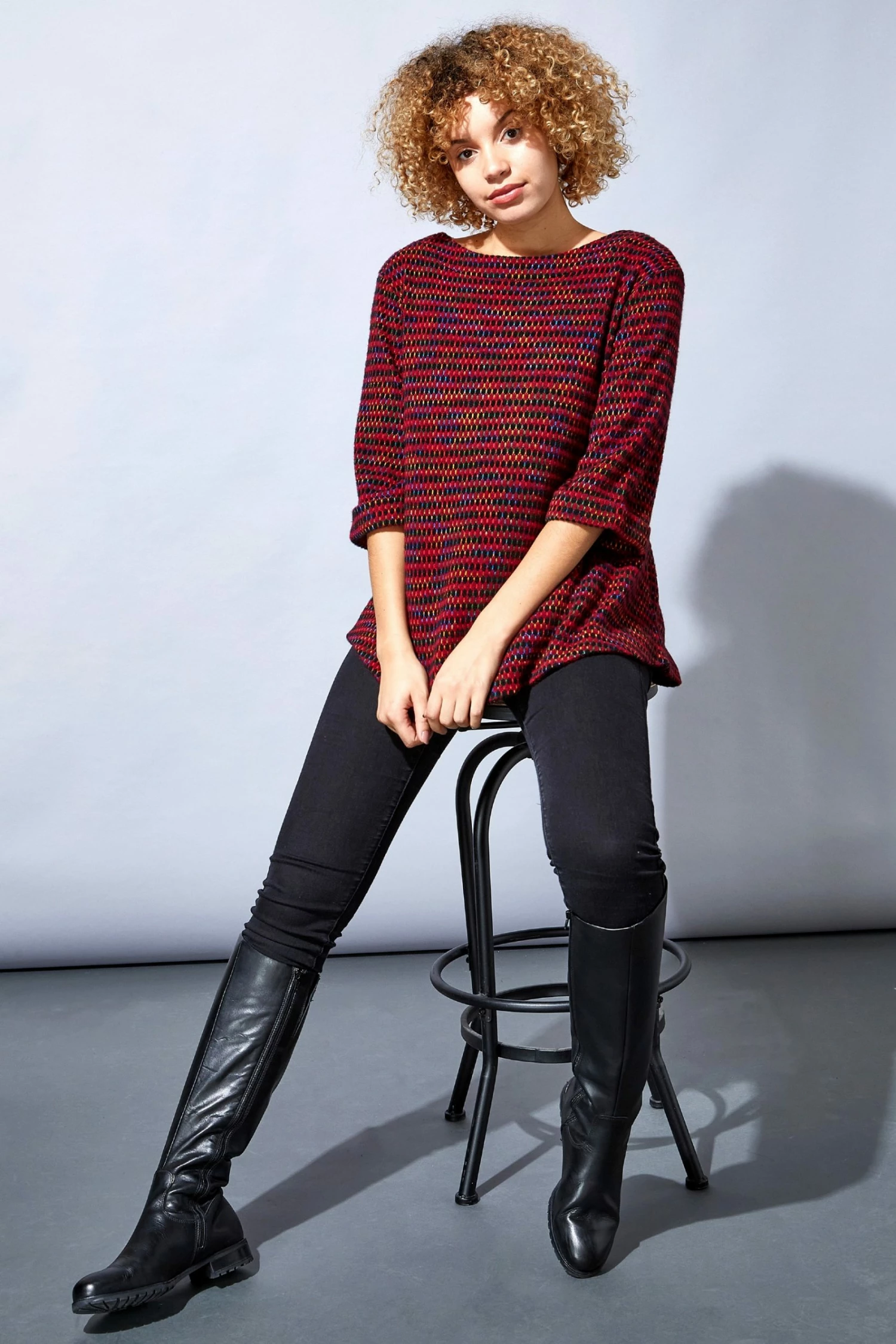 Roman Red Rainbow Textured Tunic Top 6 Roman Red Rainbow Textured Tunic Top - Image 4