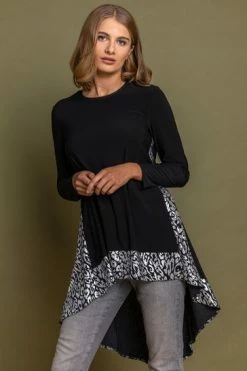 Roman Black Glitter Animal Print Dipped Hem Top 11 Roman Black Glitter Animal Print Dipped Hem Top -Roman Sales Shop unnamed file 8470