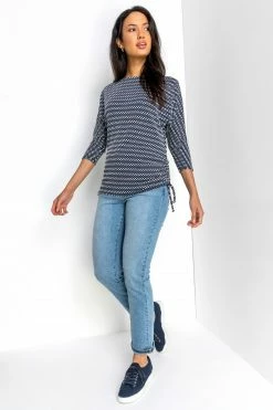 Roman Navy Textured Detail Spot Print Top 9 Roman Navy Textured Detail Spot Print Top -Roman Sales Shop unnamed file 8473