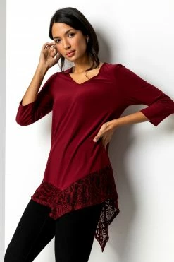 Roman Red Asymmetric Lace Hem Jersey Top 10 Roman Red Asymmetric Lace Hem Jersey Top -Roman Sales Shop unnamed file 8478