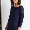 Roman Midnight Blue Shoulder Stud Embellished Top 2 Roman Midnight Blue Shoulder Stud Embellished Top -Roman Sales Shop unnamed file 8487
