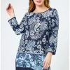 Roman Blue Petite Paisley Print Tunic Top 2 Roman Blue Petite Paisley Print Tunic Top -Roman Sales Shop unnamed file 8492