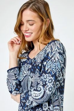 Roman Blue Petite Paisley Print Tunic Top 10 Roman Blue Petite Paisley Print Tunic Top -Roman Sales Shop unnamed file 8495