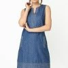 Roman Blue Spot Print Denim Shift Dress 2 Roman Blue Spot Print Denim Shift Dress -Roman Sales Shop unnamed file 850