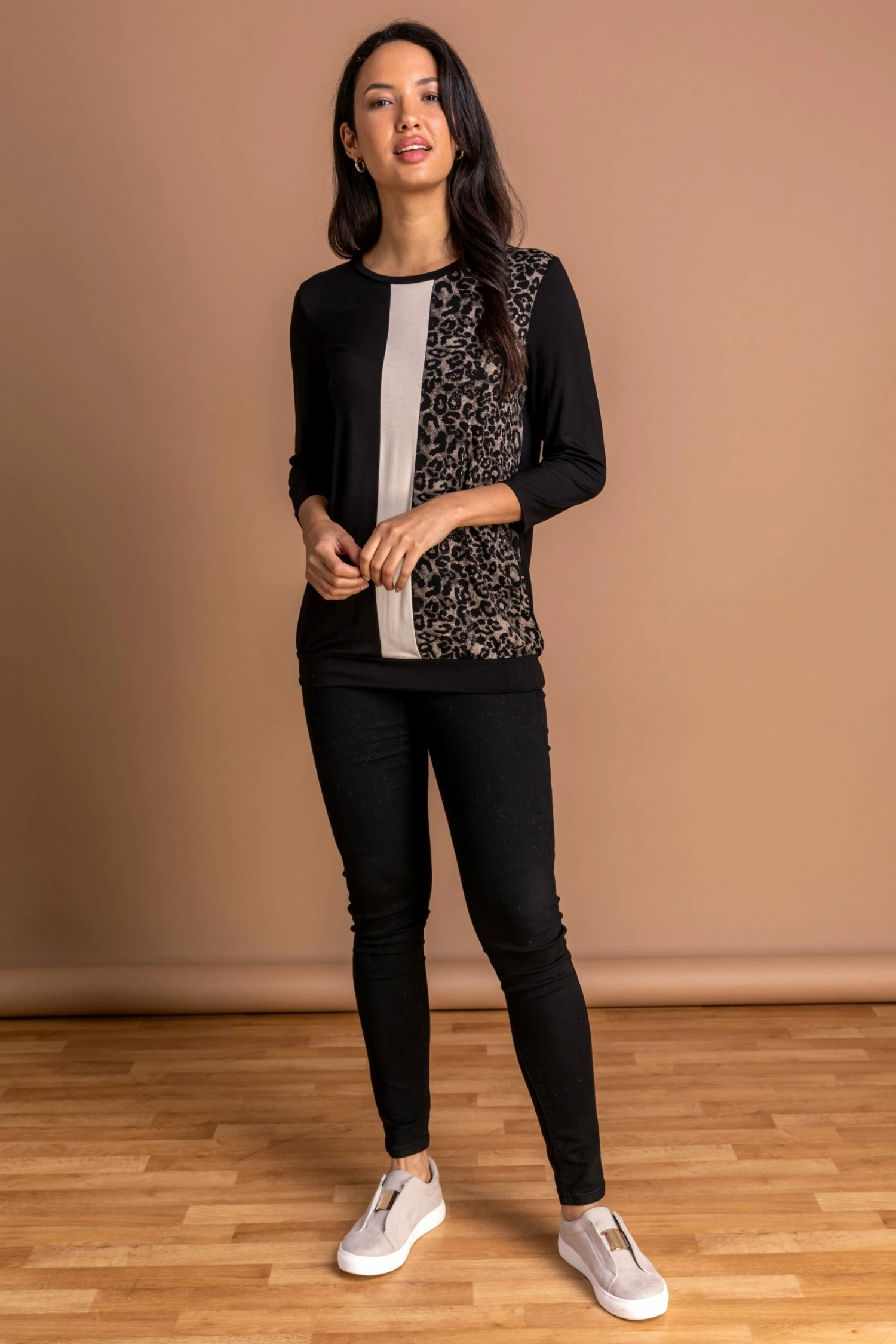 Roman Black Animal Print Colour Block Top 6 Roman Black Animal Print Colour Block Top - Image 4