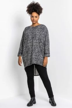 Roman Grey Curve Zebra Print Longline Top 9 Roman Grey Curve Zebra Print Longline Top -Roman Sales Shop unnamed file 8504