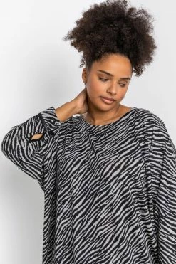 Roman Grey Curve Zebra Print Longline Top 10 Roman Grey Curve Zebra Print Longline Top -Roman Sales Shop unnamed file 8505