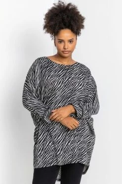 Roman Grey Curve Zebra Print Longline Top 11 Roman Grey Curve Zebra Print Longline Top -Roman Sales Shop unnamed file 8506