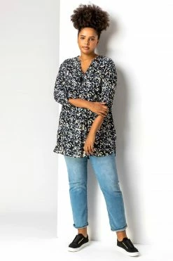 Roman Black Curve Abstract Floral Print Tunic Top 9 Roman Black Curve Abstract Floral Print Tunic Top -Roman Sales Shop unnamed file 8509