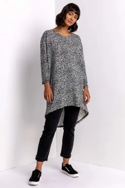 Roman Black Animal Dipped Hem Tunic Top -Roman Sales Shop unnamed file 8519
