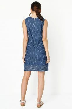 Roman Blue Spot Print Denim Shift Dress -Roman Sales Shop unnamed file 852