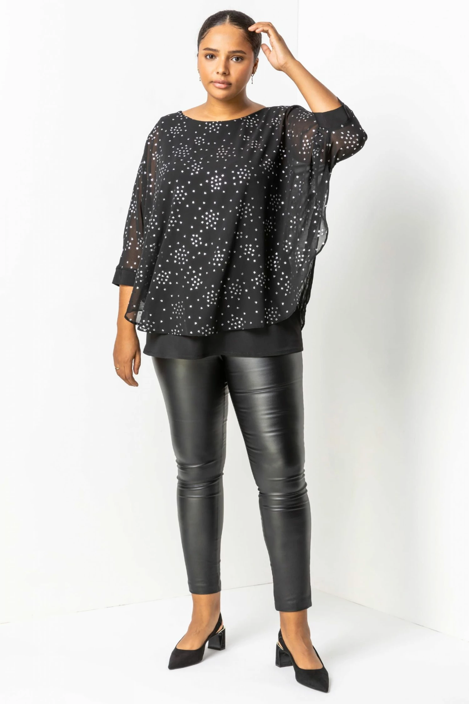 Roman Black Curve Foil Print Overlay Top 5 Roman Black Curve Foil Print Overlay Top - Image 3