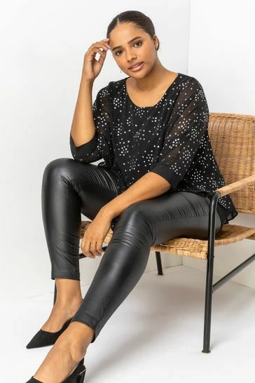 Roman Black Curve Foil Print Overlay Top 7 Roman Black Curve Foil Print Overlay Top - Image 5