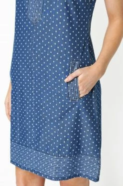 Roman Blue Spot Print Denim Shift Dress -Roman Sales Shop unnamed file 853