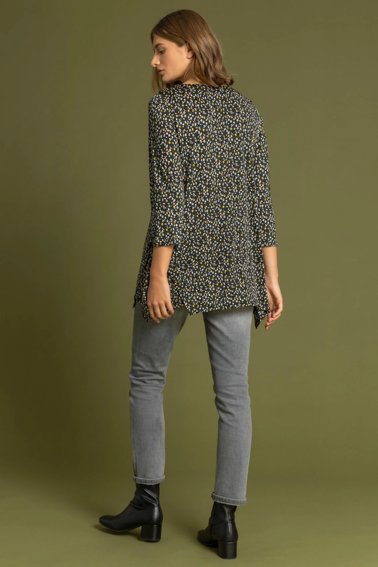 Roman Blue Ditsy Floral Print Hanky Hem Top 4 Roman Blue Ditsy Floral Print Hanky Hem Top - Image 2