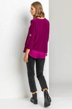 Roman Pink Embellished Star Asymmetric Hem Top -Roman Sales Shop unnamed file 8555