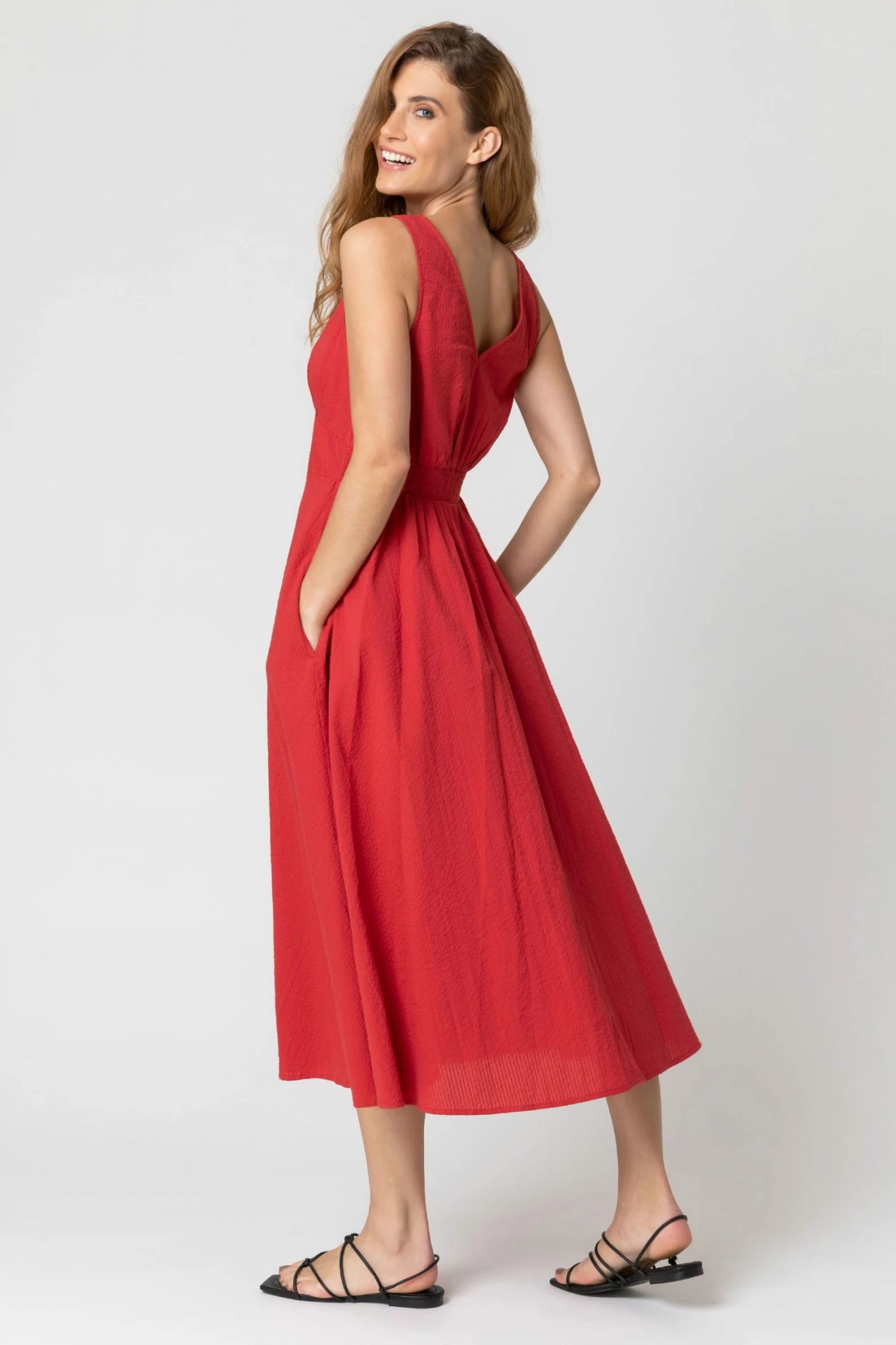 Roman Red Stripe Print Frill Detail Maxi Dress 4 Roman Red Stripe Print Frill Detail Maxi Dress - Image 2
