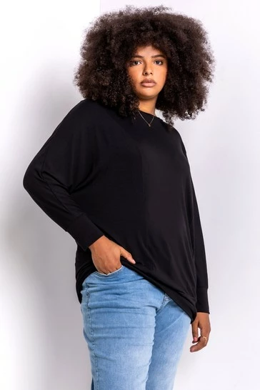Roman Black Curve Crew Neck Long Sleeve Top 7 Roman Black Curve Crew Neck Long Sleeve Top - Image 5