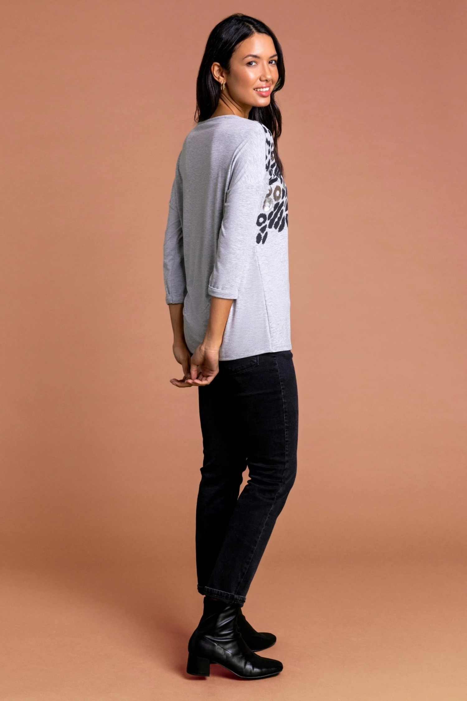 Roman Grey Animal Foil Print Jersey Top 4 Roman Grey Animal Foil Print Jersey Top - Image 2