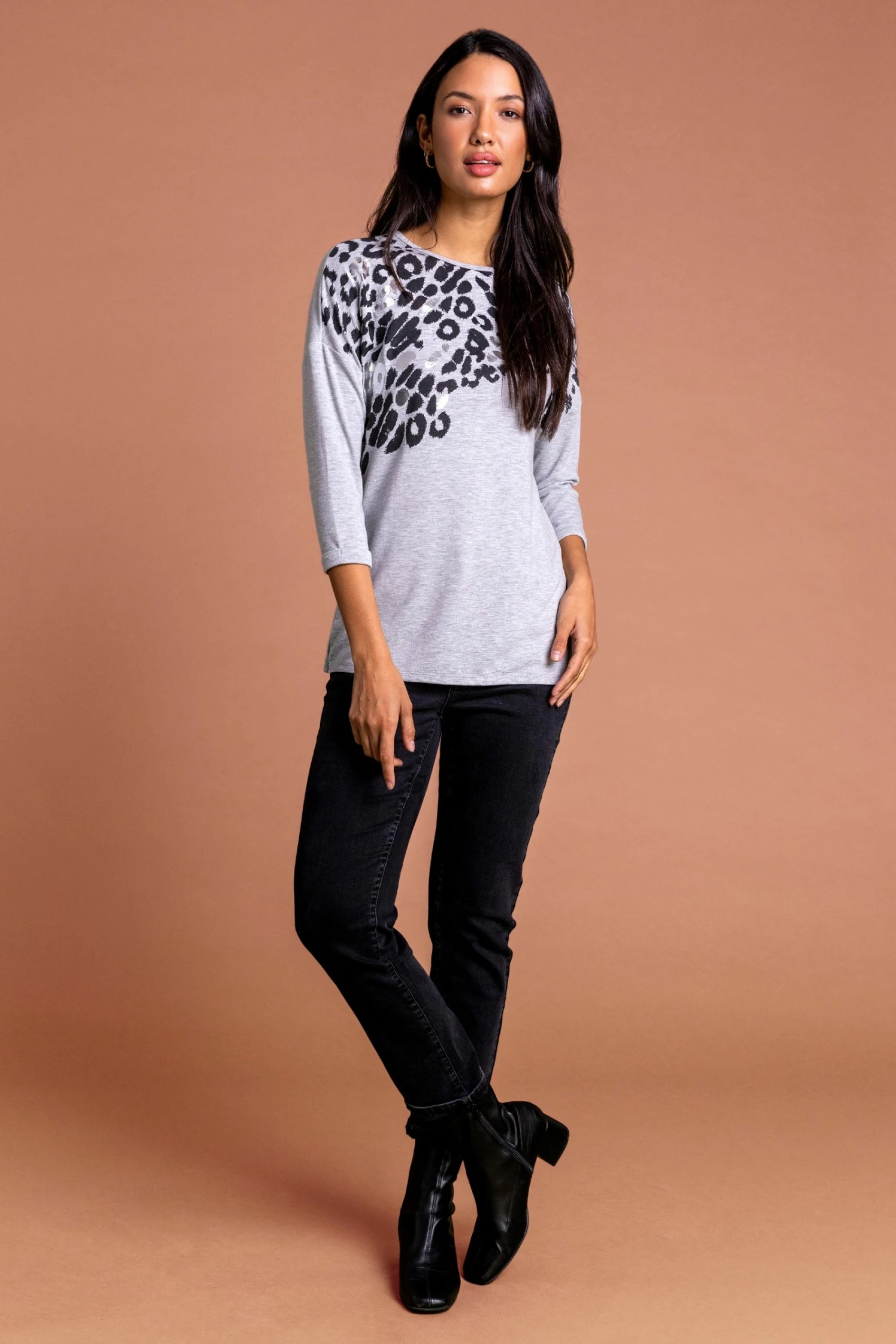 Roman Grey Animal Foil Print Jersey Top 5 Roman Grey Animal Foil Print Jersey Top - Image 3