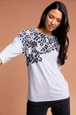 Roman Grey Animal Foil Print Jersey Top 11 Roman Grey Animal Foil Print Jersey Top -Roman Sales Shop unnamed file 8576