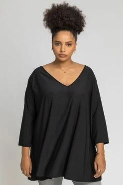 Roman Black Curve Plain V Neck Jersey Top -Roman Sales Shop unnamed file 8581