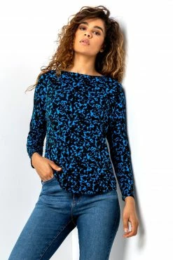 Roman Blue Abstract Animal Print Tunic Top