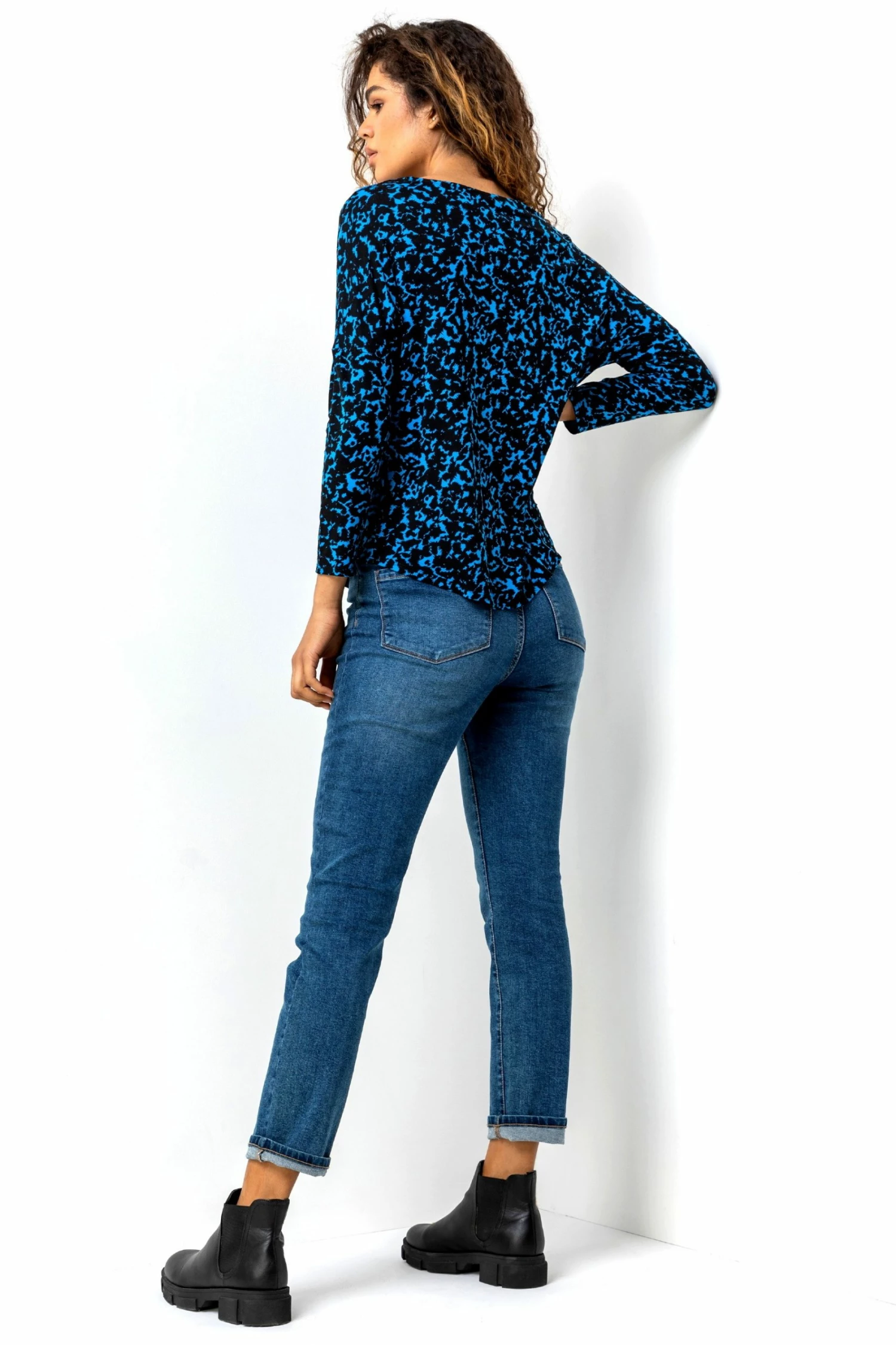 Roman Blue Abstract Animal Print Tunic Top 4 Roman Blue Abstract Animal Print Tunic Top - Image 2