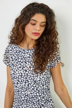 Roman Navy Floral Print Ruched Lace Dress 10 Roman Navy Floral Print Ruched Lace Dress -Roman Sales Shop unnamed file 86