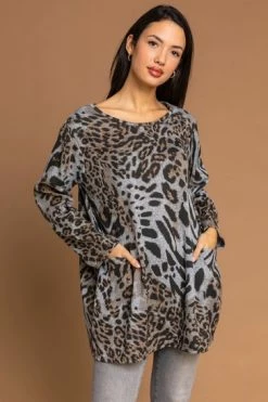 Roman Grey Animal Print Pocket Top 12 Roman Grey Animal Print Pocket Top -Roman Sales Shop unnamed file 8608