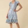 Roman Blue Frill Tie Waist Floral Dress 1 Roman Blue Frill Tie Waist Floral Dress -Roman Sales Shop unnamed file 861