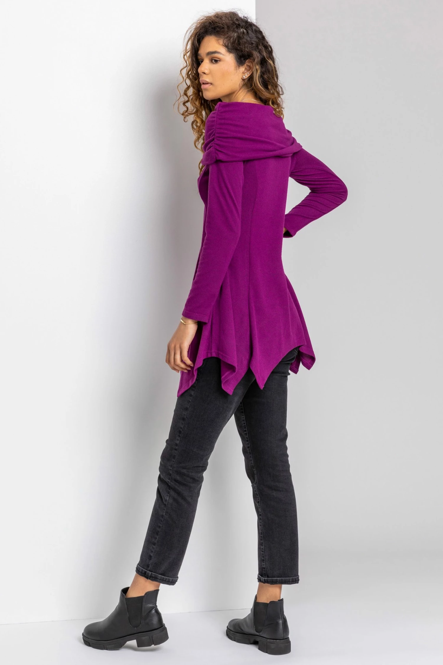 Roman Pink Longline Bardot Hanky Hem Top 6 Roman Pink Longline Bardot Hanky Hem Top - Image 4