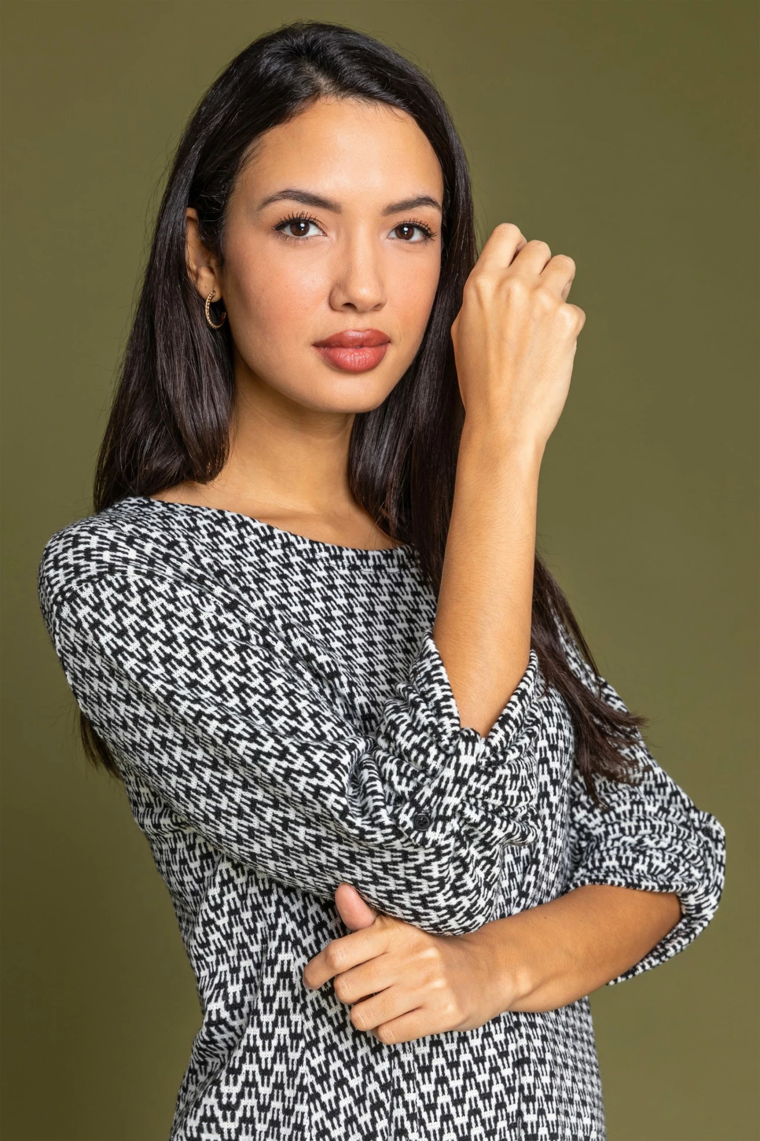 Roman Black Zig Zag Hanky Hem Top With Scarf 7 Roman Black Zig Zag Hanky Hem Top With Scarf - Image 5