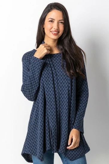 Roman Black Zig Zag Hanky Hem Top With Scarf 9 Roman Black Zig Zag Hanky Hem Top With Scarf - Image 7