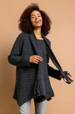 Roman Black Zig Zag Hanky Hem Top With Scarf 17 Roman Black Zig Zag Hanky Hem Top With Scarf -Roman Sales Shop unnamed file 8628