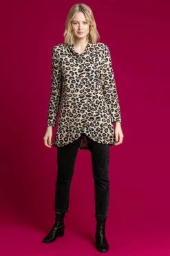 Roman Brown Animal Print Cowl Neck Tunic Top 9 Roman Brown Animal Print Cowl Neck Tunic Top -Roman Sales Shop unnamed file 8631