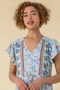 Roman Blue Frill Tie Waist Floral Dress -Roman Sales Shop unnamed file 864