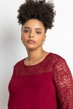 Roman Red Curve Sequin Lace Yoke Jersey Top 10 Roman Red Curve Sequin Lace Yoke Jersey Top -Roman Sales Shop unnamed file 8642