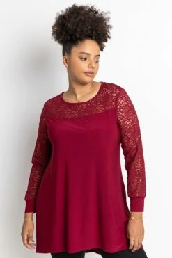 Roman Red Curve Sequin Lace Yoke Jersey Top 11 Roman Red Curve Sequin Lace Yoke Jersey Top -Roman Sales Shop unnamed file 8643