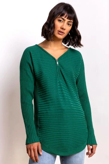 Roman Teal Blue Zip Front Textured Top 9 Roman Teal Blue Zip Front Textured Top - Image 7