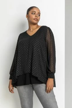 Roman Silver Curve Metallic Textured Top