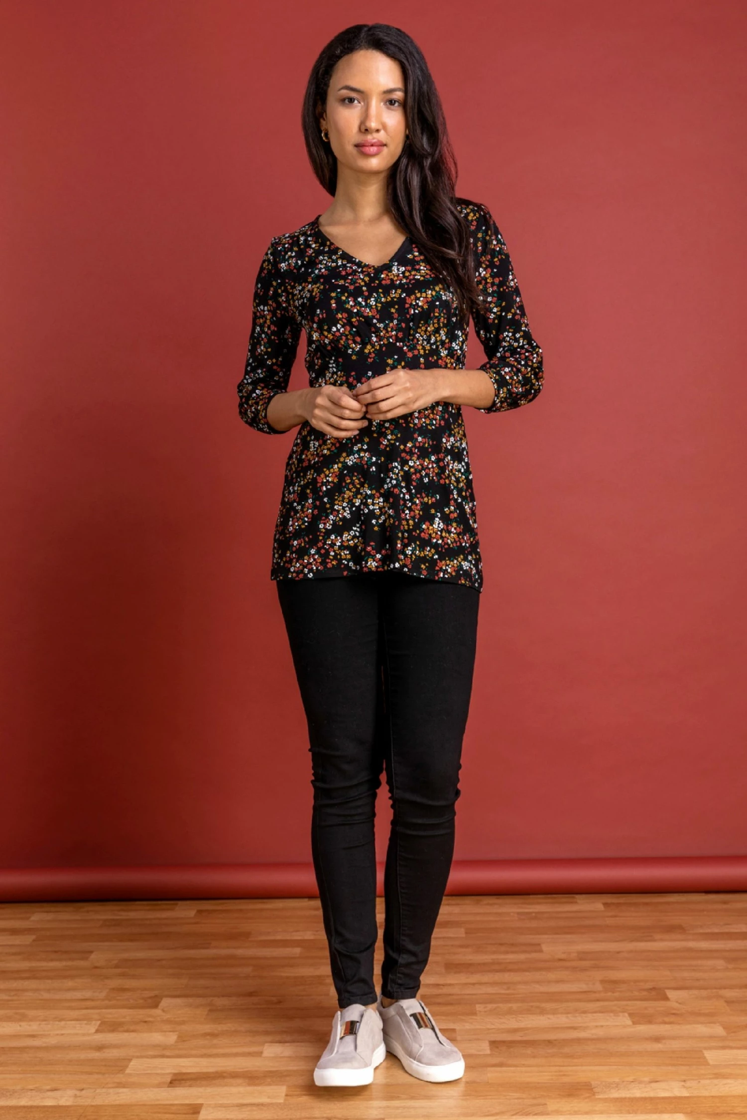 Roman Orange Ditsy Floral Print Top 5 Roman Orange Ditsy Floral Print Top - Image 3